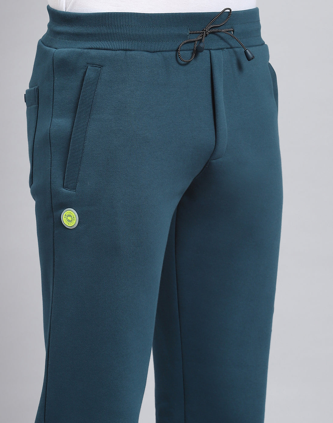 Men Teal Blue Solid Regular Fit Winter Lower