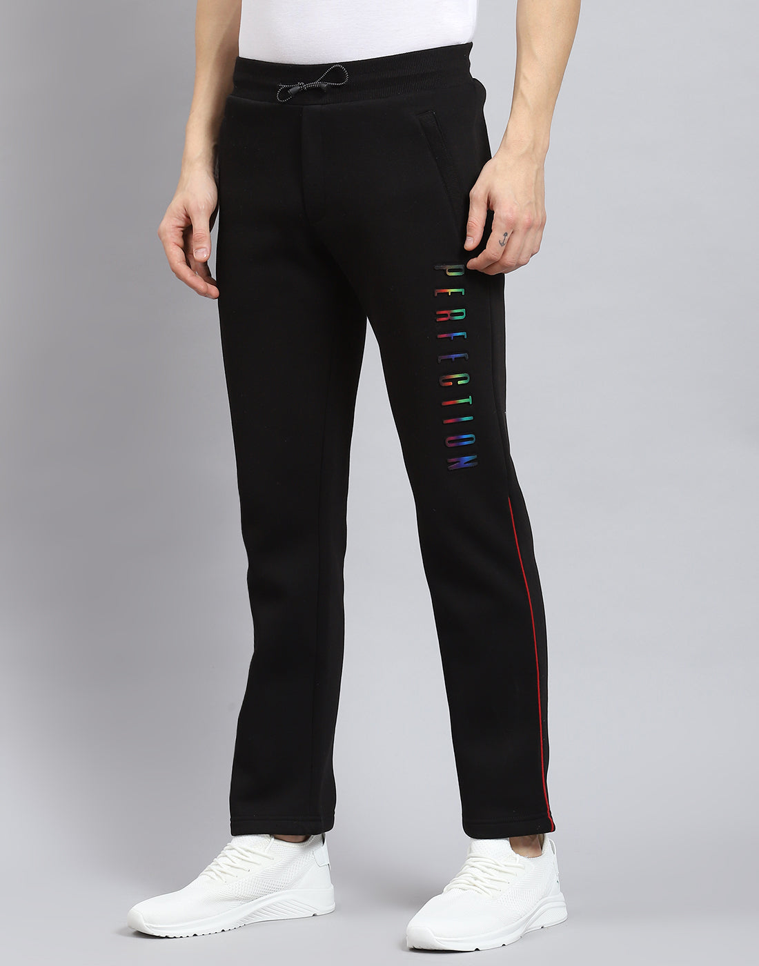 Men Black Solid Regular Fit Winter Lower