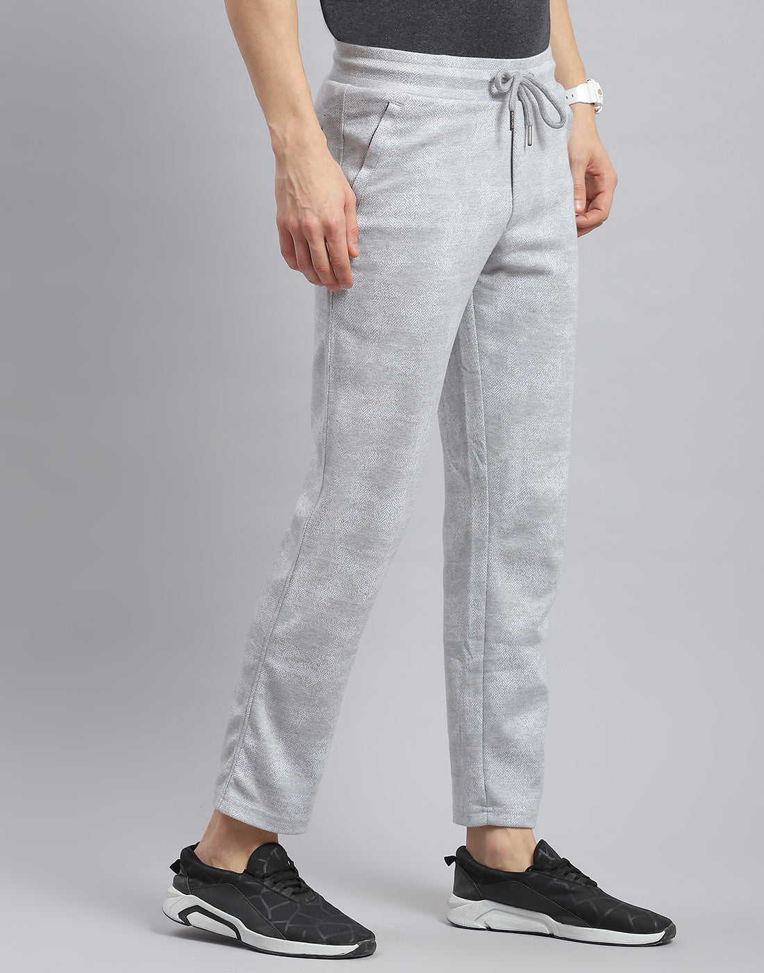 Men Grey Printed Regular Fit Winter Lower