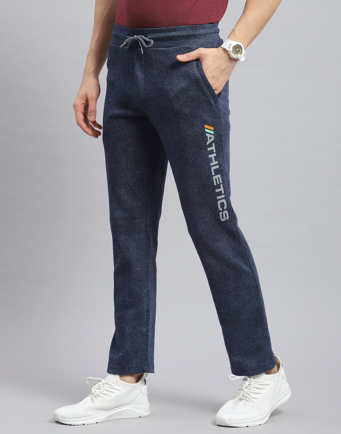 Men Navy Blue Printed Regular Fit Winter Lower