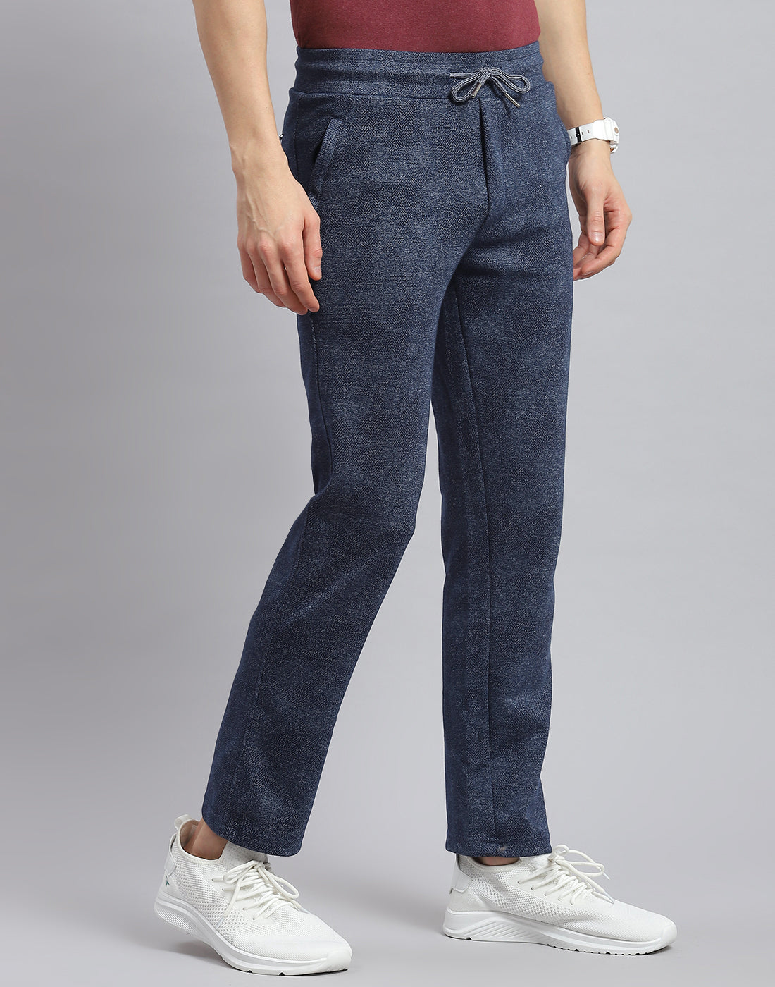 Men Navy Blue Printed Regular Fit Winter Lower