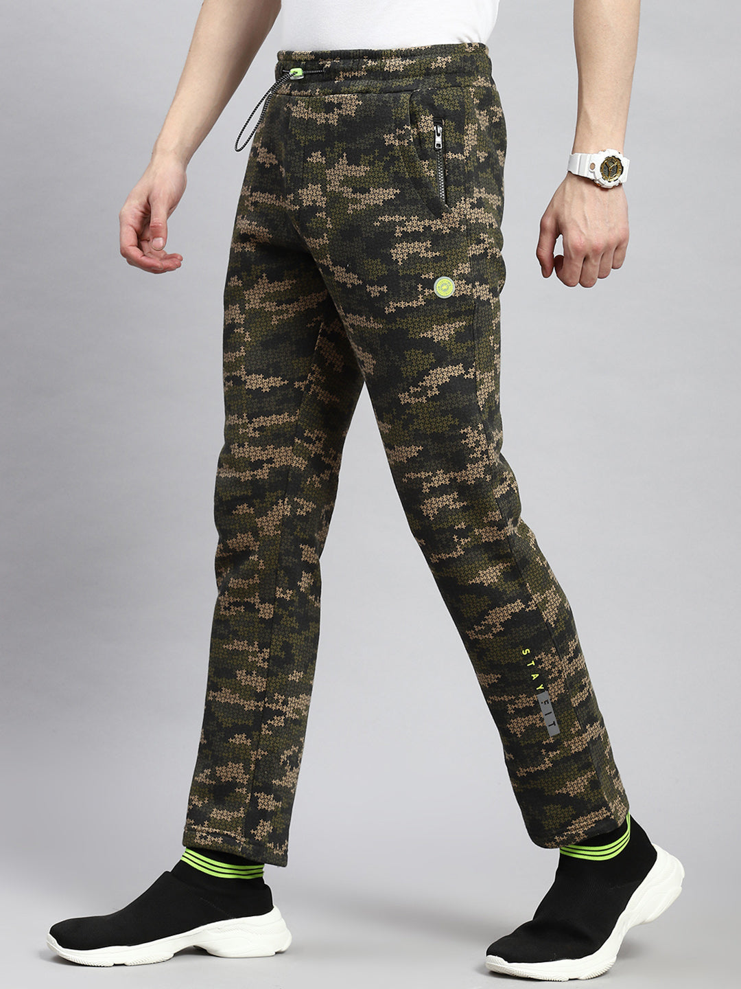 Men Olive Jaquard Winter Lower