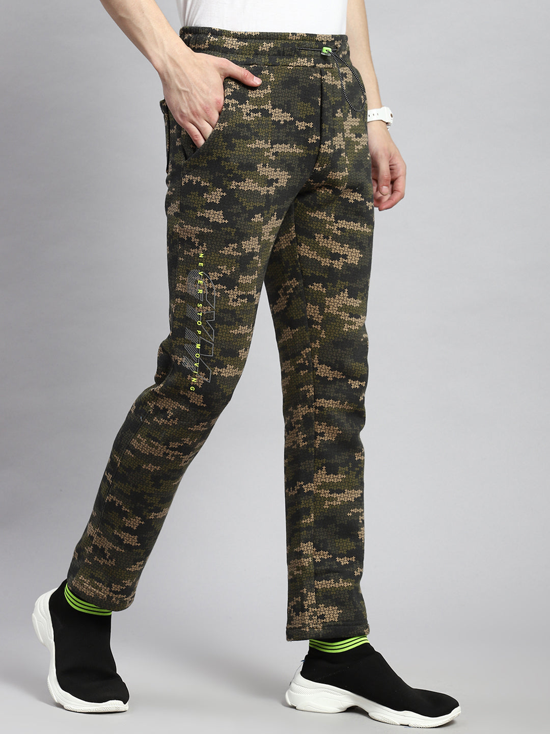 Men Olive Jaquard Winter Lower