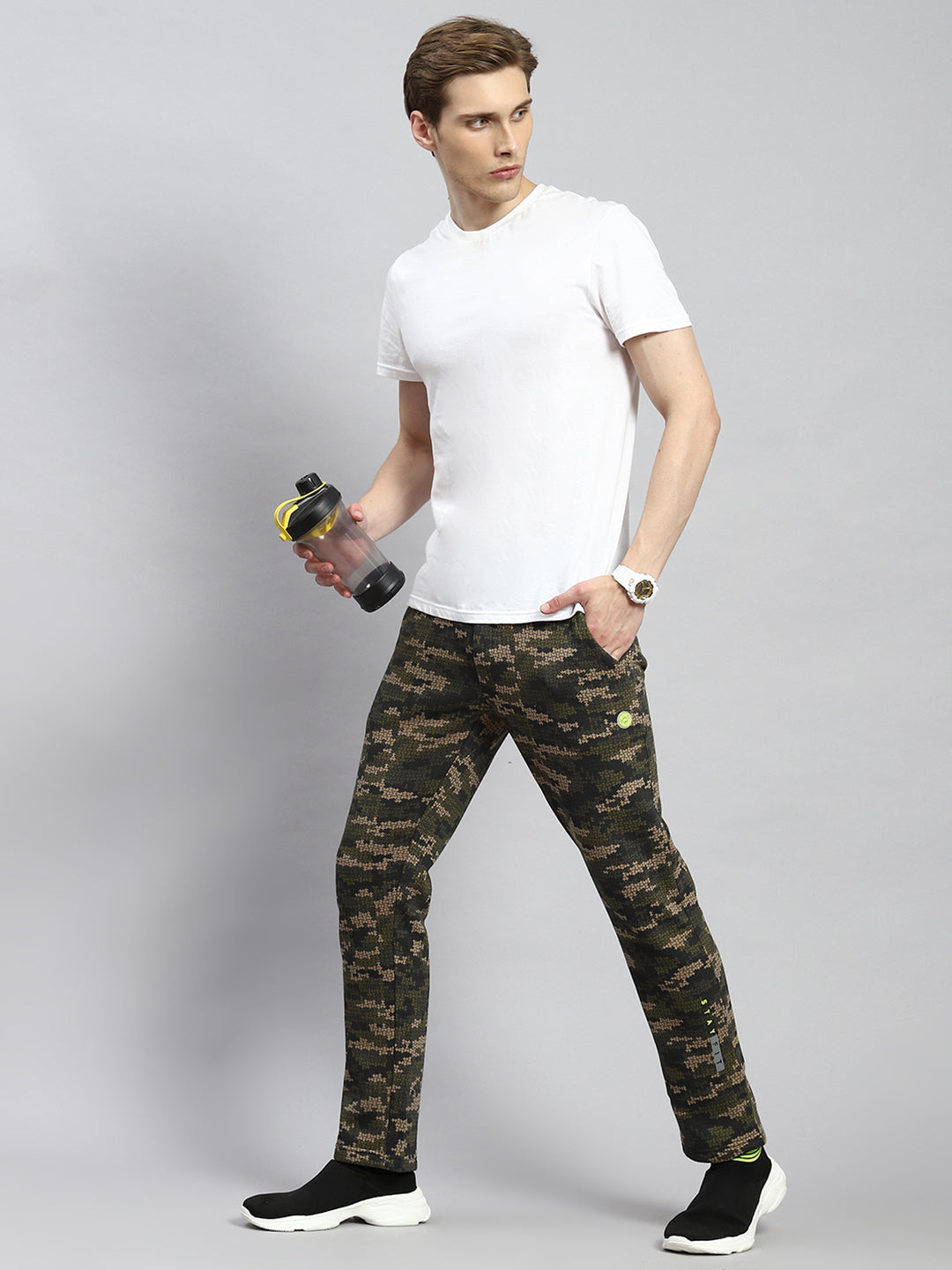 Men Olive Jaquard Winter Lower