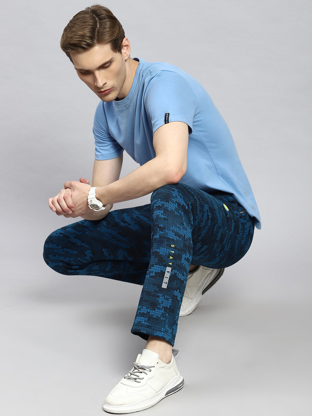 Men Blue Jaquard Winter Lower