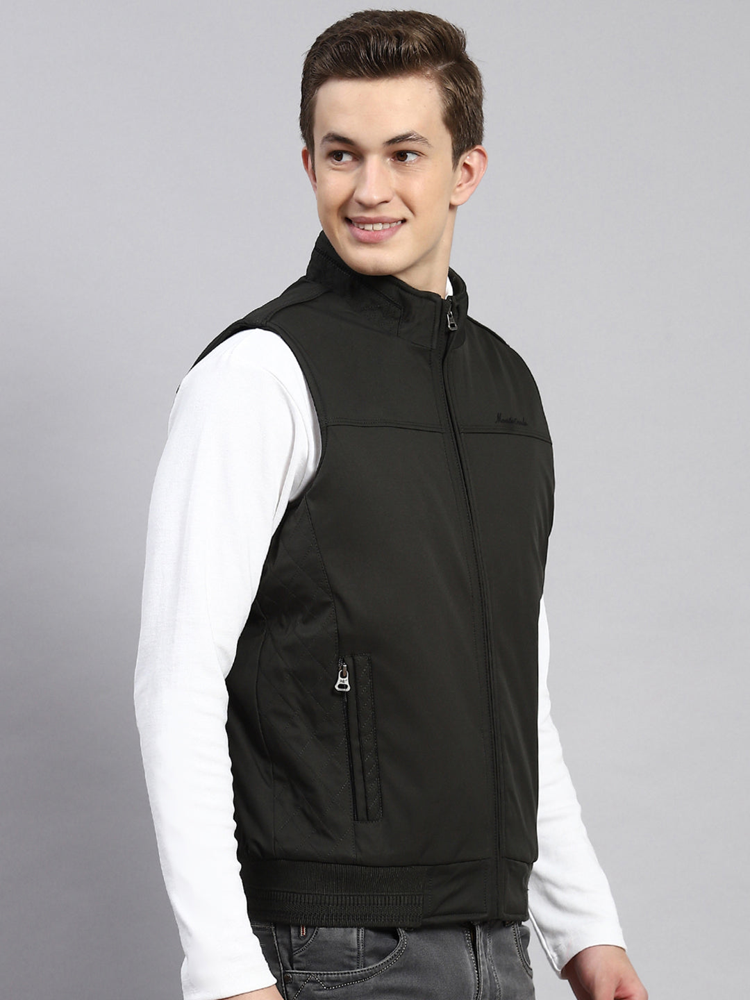 Men Olive Plain Jacket