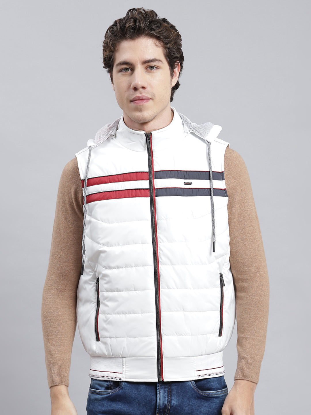 Men White Plain Jacket