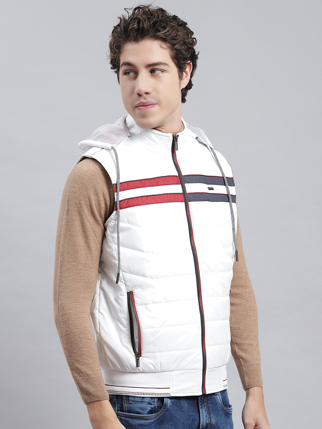 Men White Plain Jacket