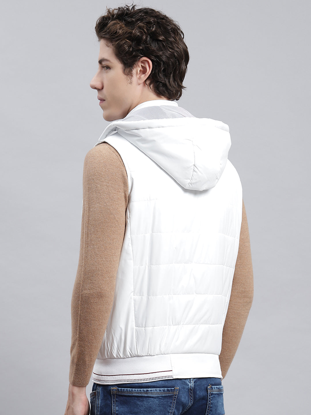 Men White Plain Jacket