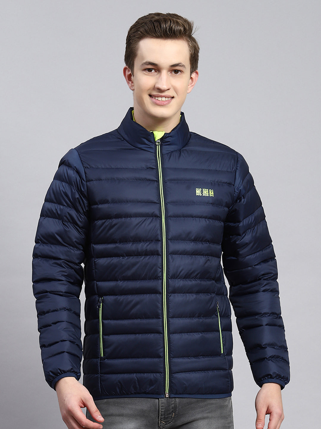 Men Blue Self Jacket - Main Image