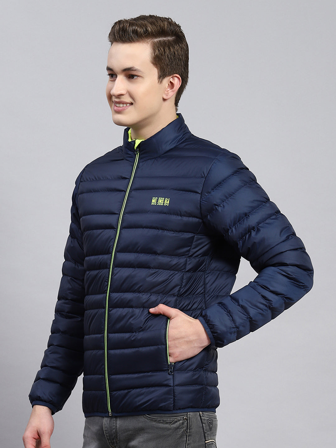 Men Blue Self Jacket