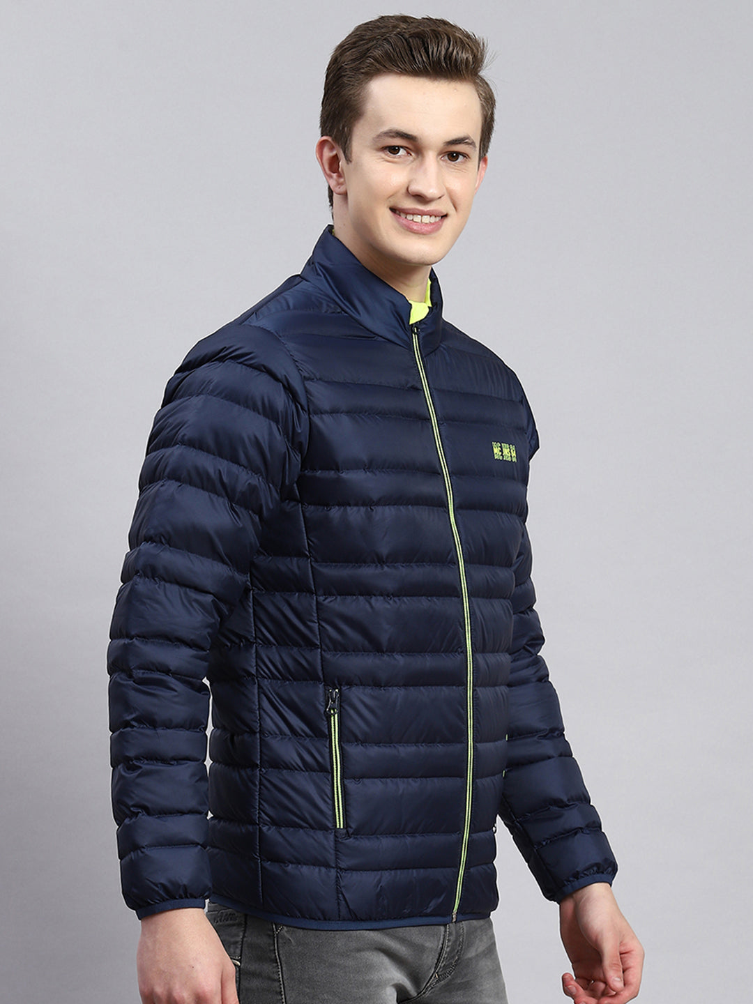 Men Blue Self Jacket