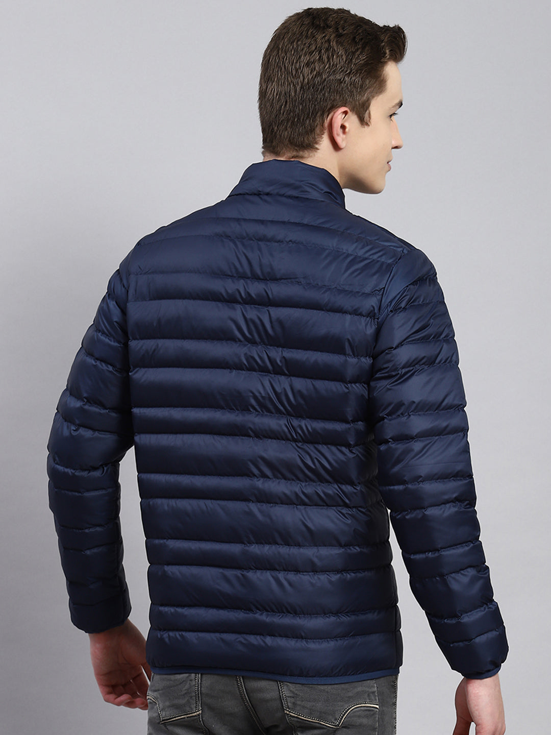 Men Blue Self Jacket