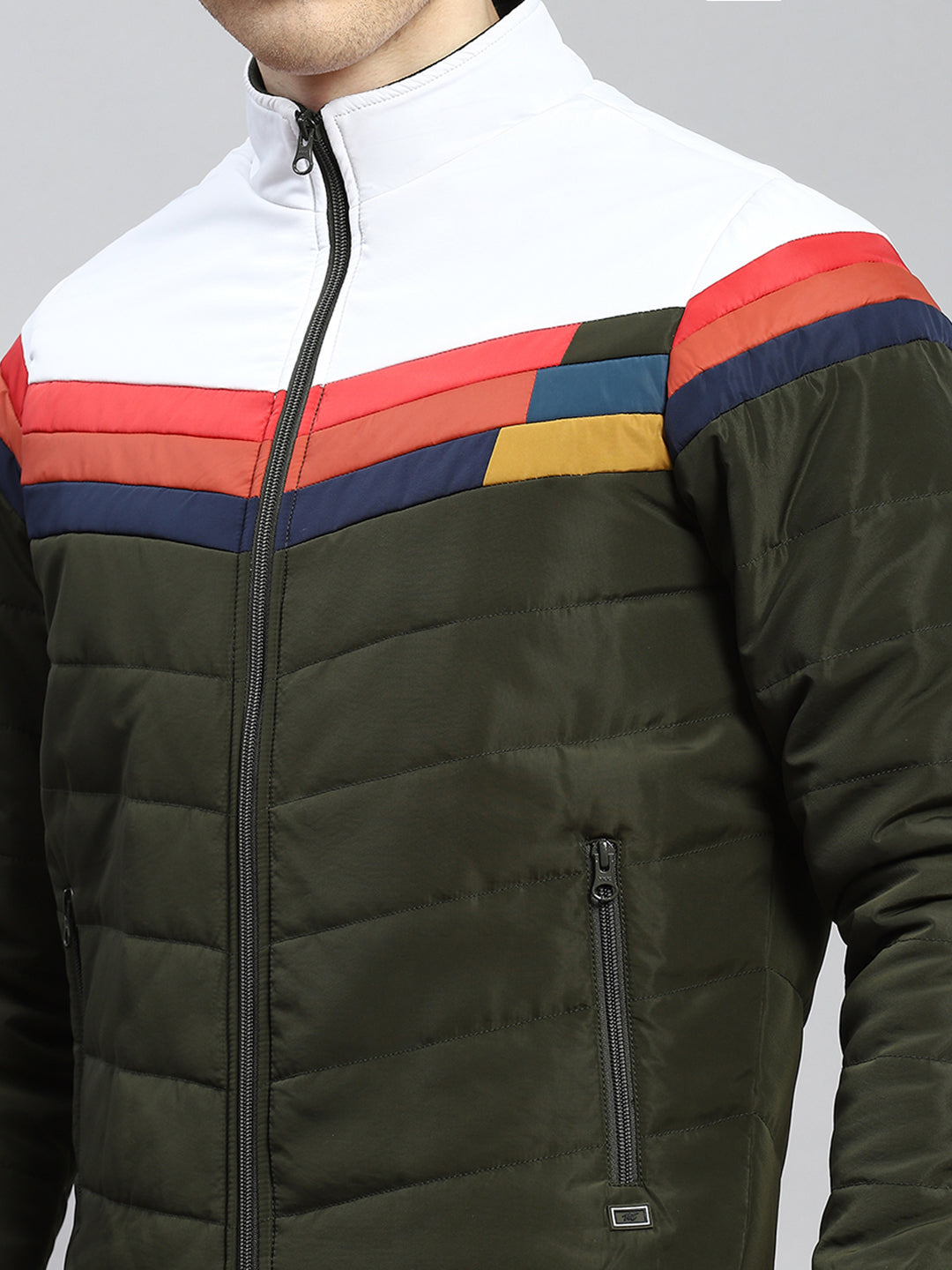 Men Olive Plain Jacket