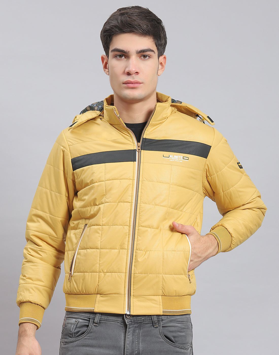 Babyhug Full Sleeves Jacket Solid & Stripes Print- Mustard