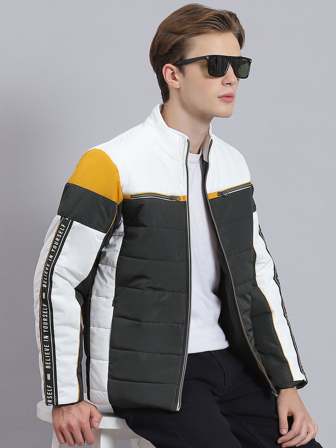 Green Warm Stand up Collar Jacket