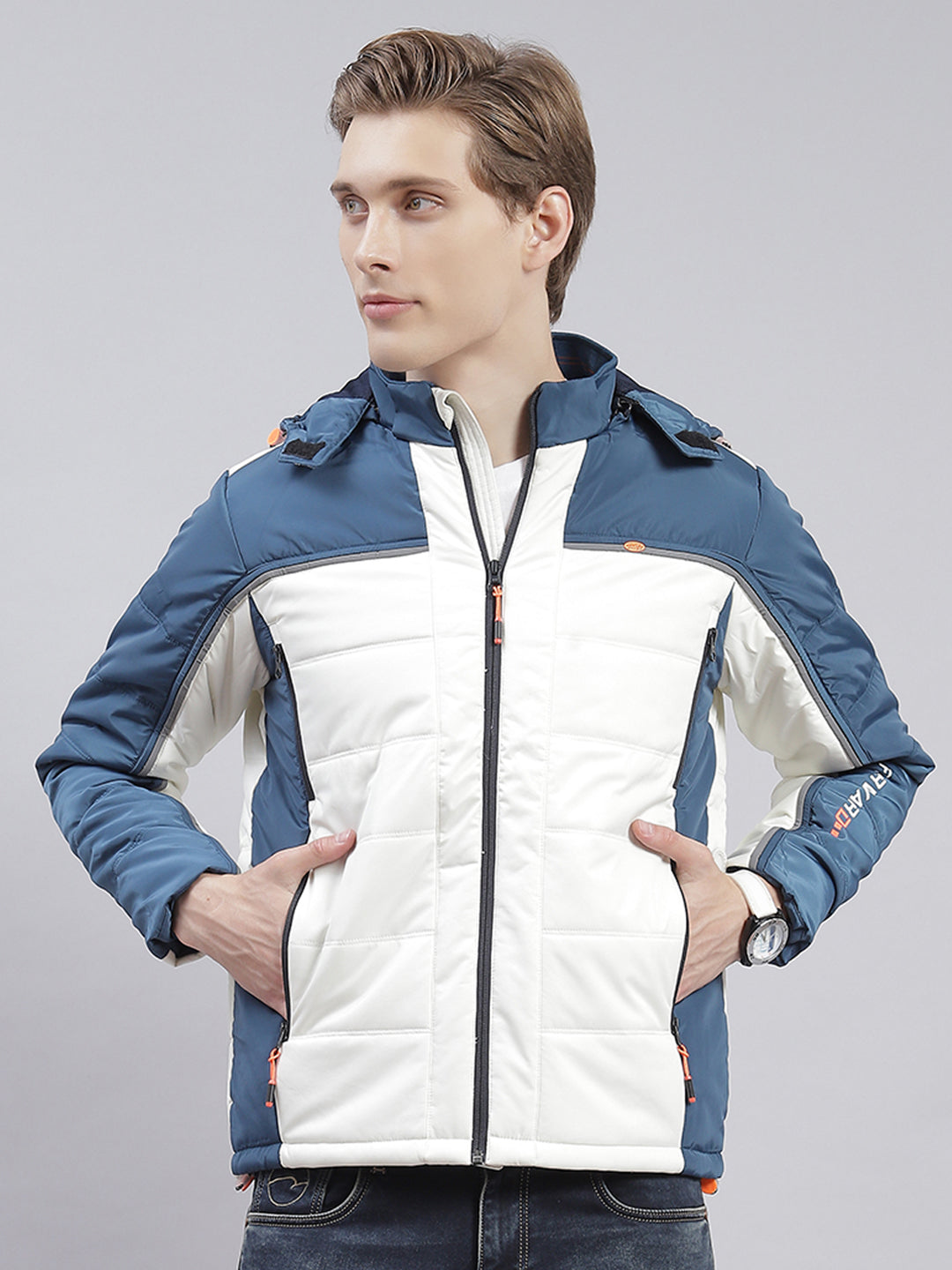 Buy Men Blue Solid Hooded Full Sleeve Jackets Online in India