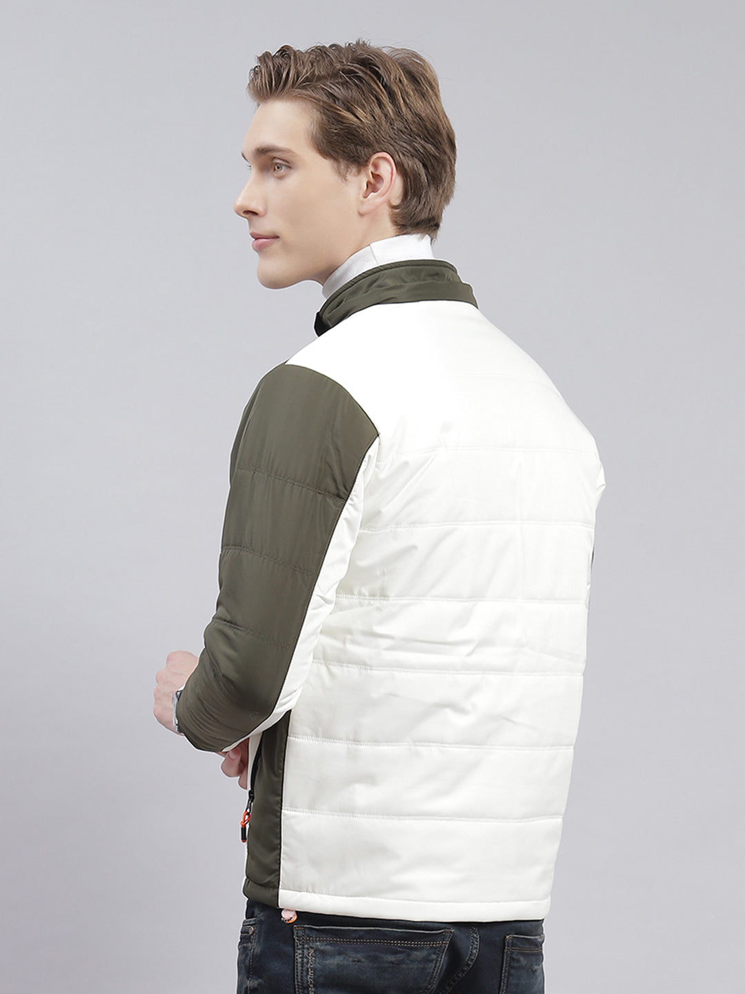 Men Olive Solid Hooded Full Sleeve Jackets