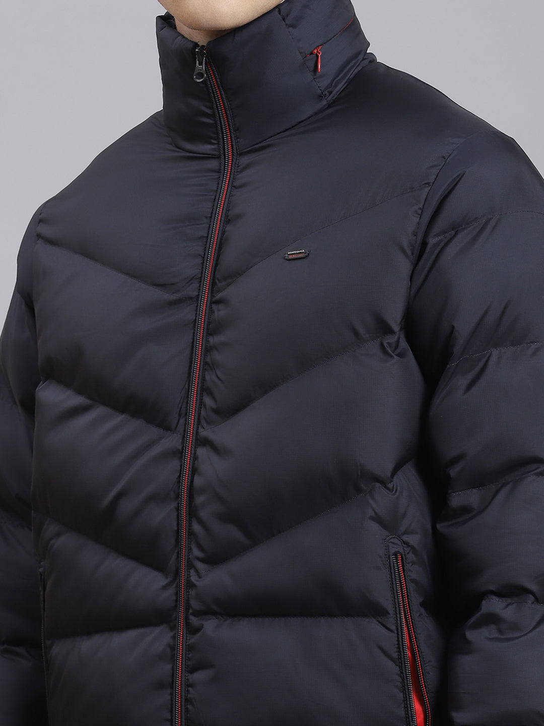 Men Navy Blue Solid Hooded Full Sleeve Jacket