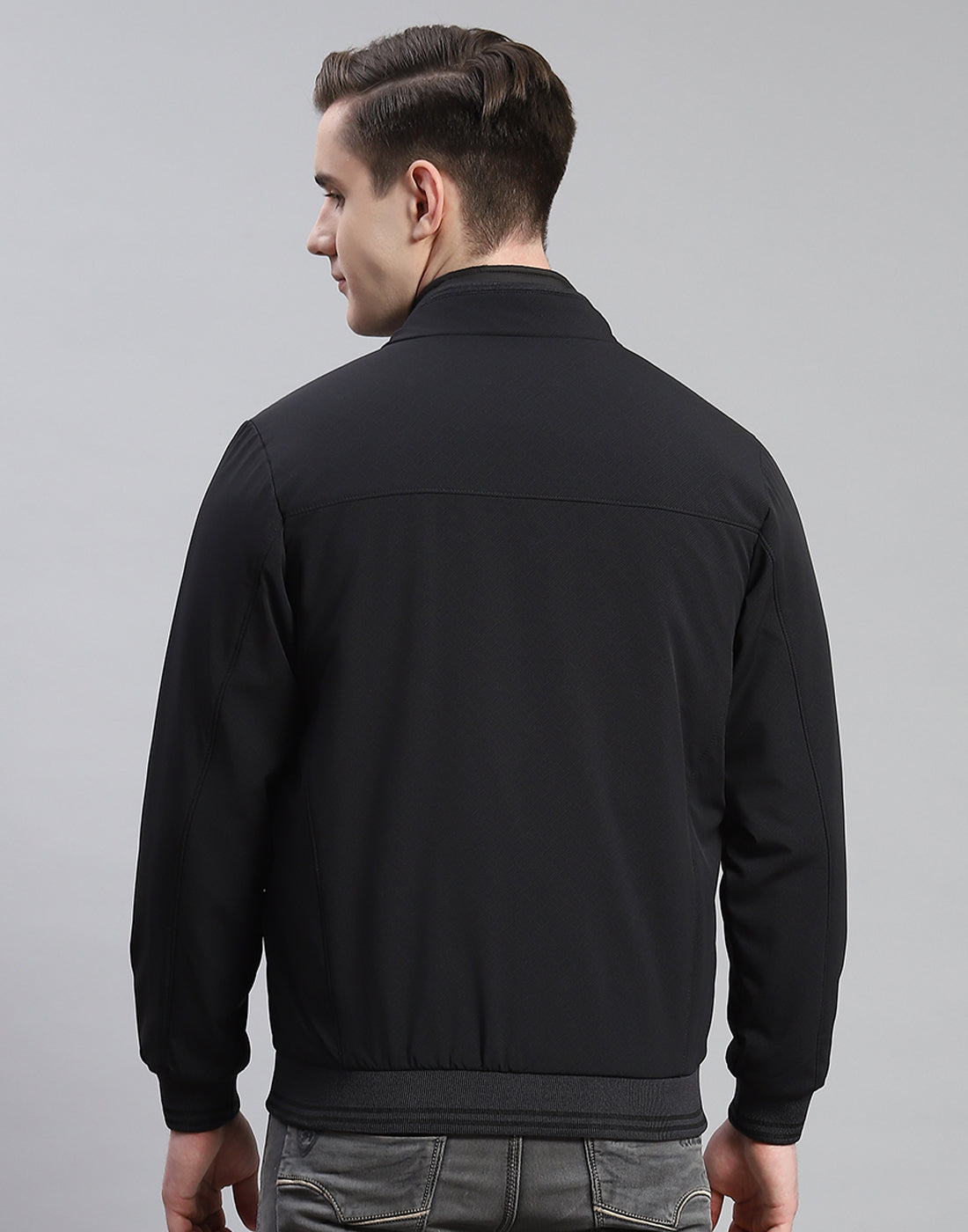 Men Black Solid Stand Collar Full Sleeve Reversible Jacket - 2 Pc set
