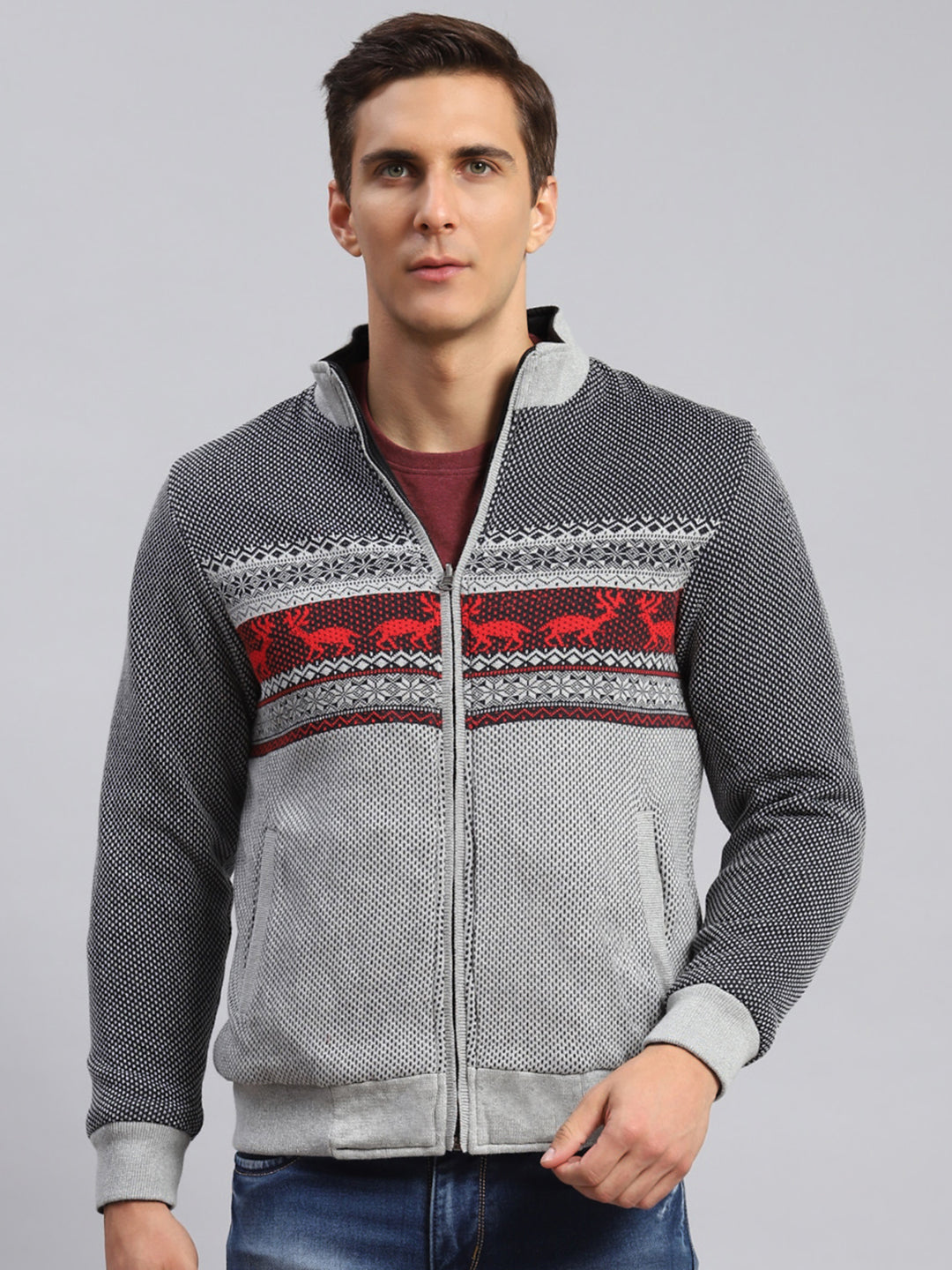 Men Black Solid Cotton Jacket - Main Image