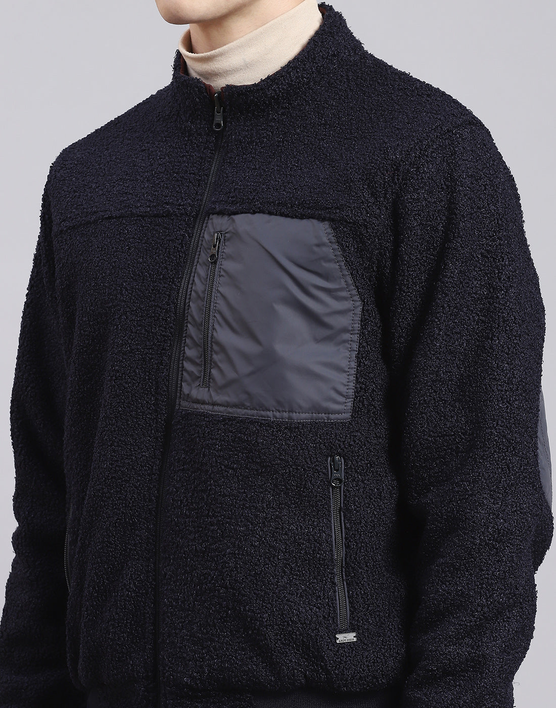 Men Maroon Solid Stand Collar Full Sleeve Jacket