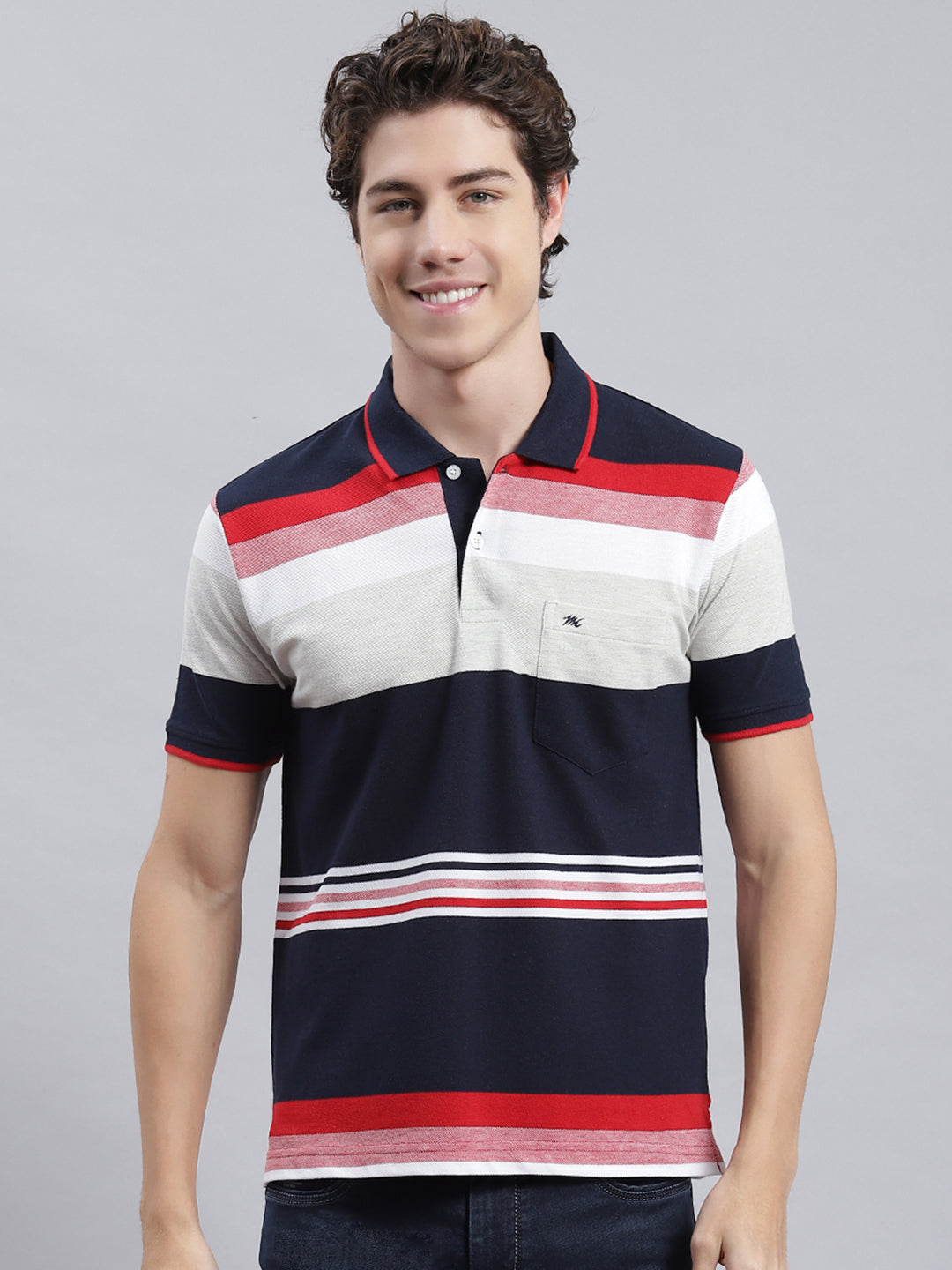 Men Blue Stripe T-Shirt