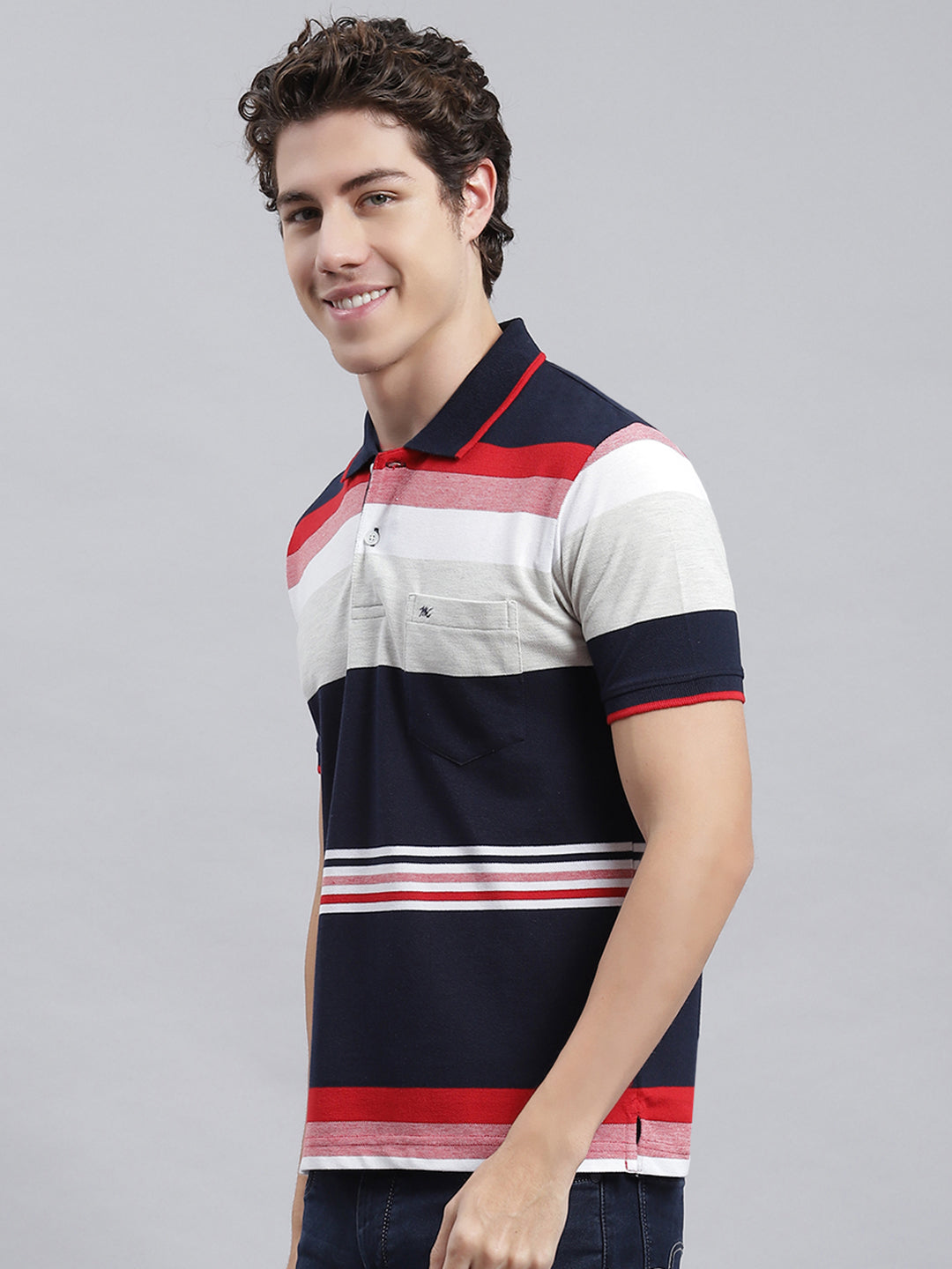 Men Blue Stripe T-Shirt