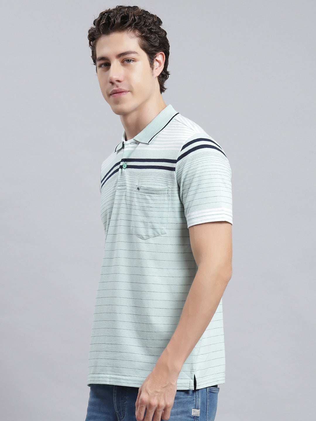 Men Green Stripe T-Shirt
