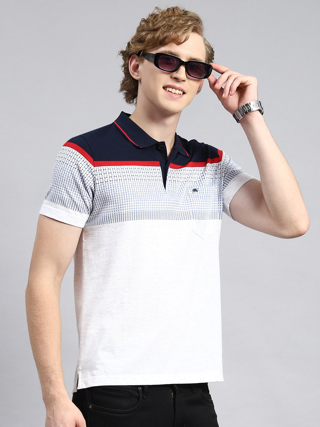 Men Blue Stripe T-Shirt