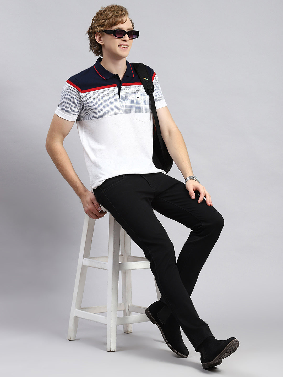 Men Blue Stripe T-Shirt