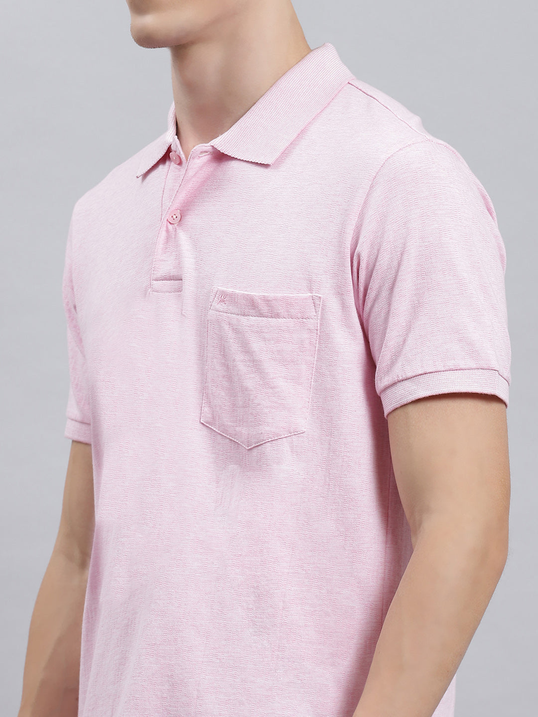 Men Pink Jaquard T-Shirt