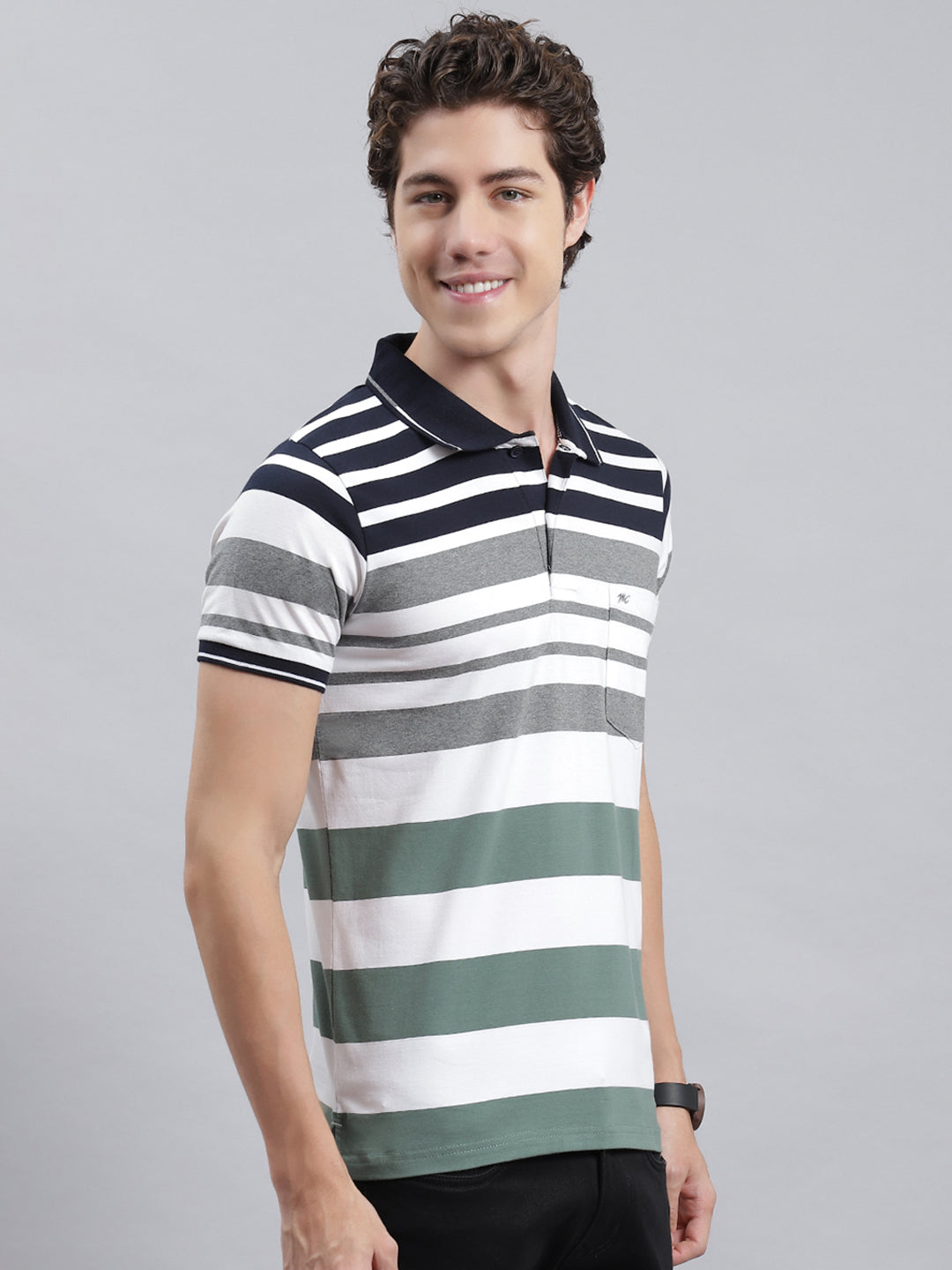 Men Green Stripe T-Shirt
