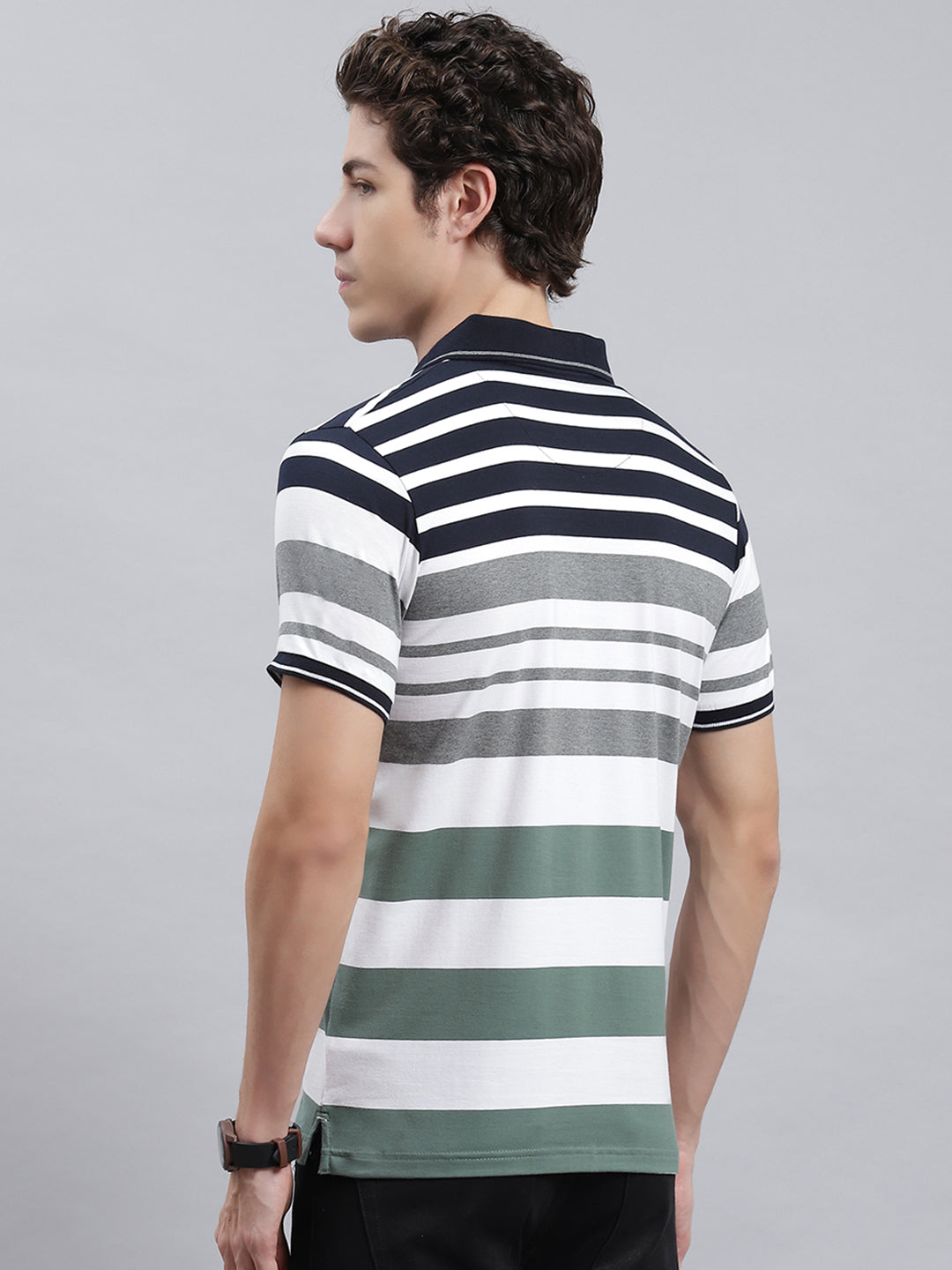 Men Green Stripe T-Shirt