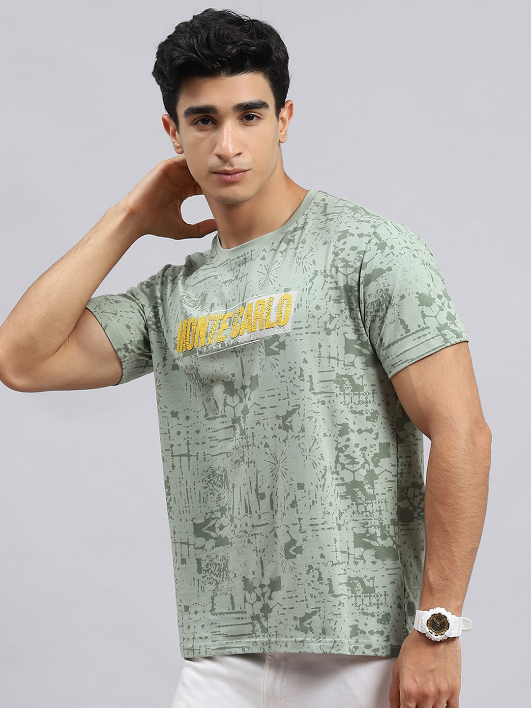 Men Green Printed T-Shirt