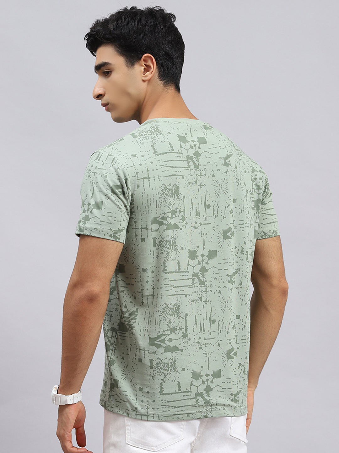Men Green Printed T-Shirt