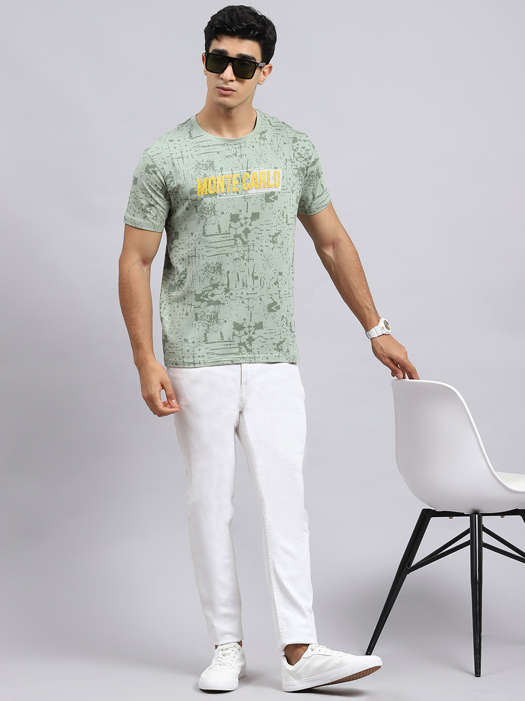 Men Green Printed T-Shirt