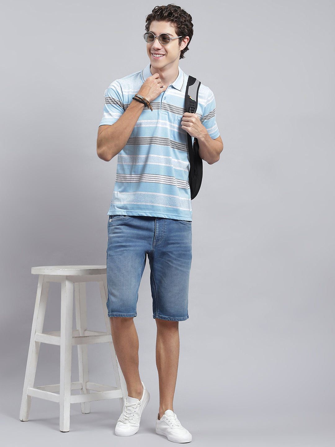 Men Blue Printed T-Shirt