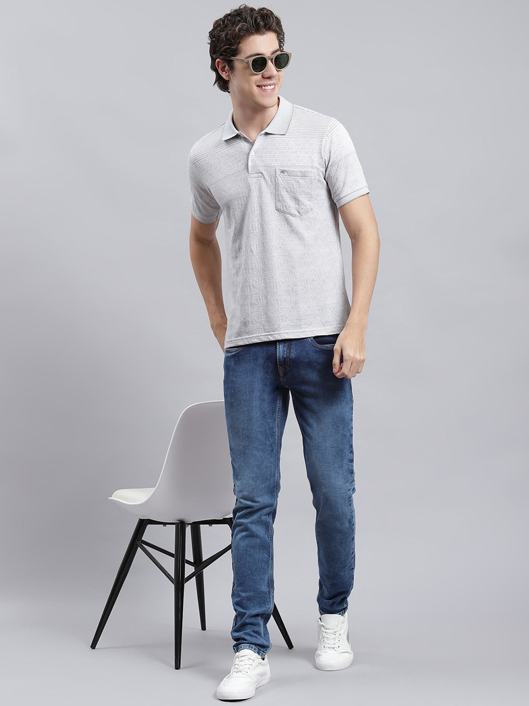 Men Grey Printed T-Shirt