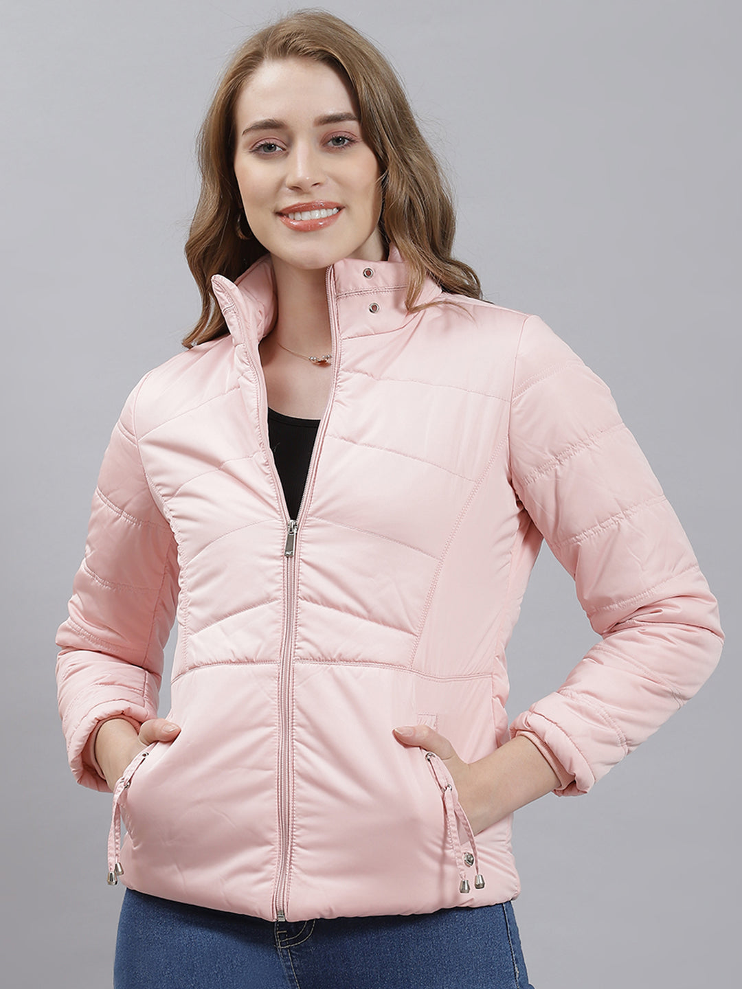 Women Pink Printed Jacket
