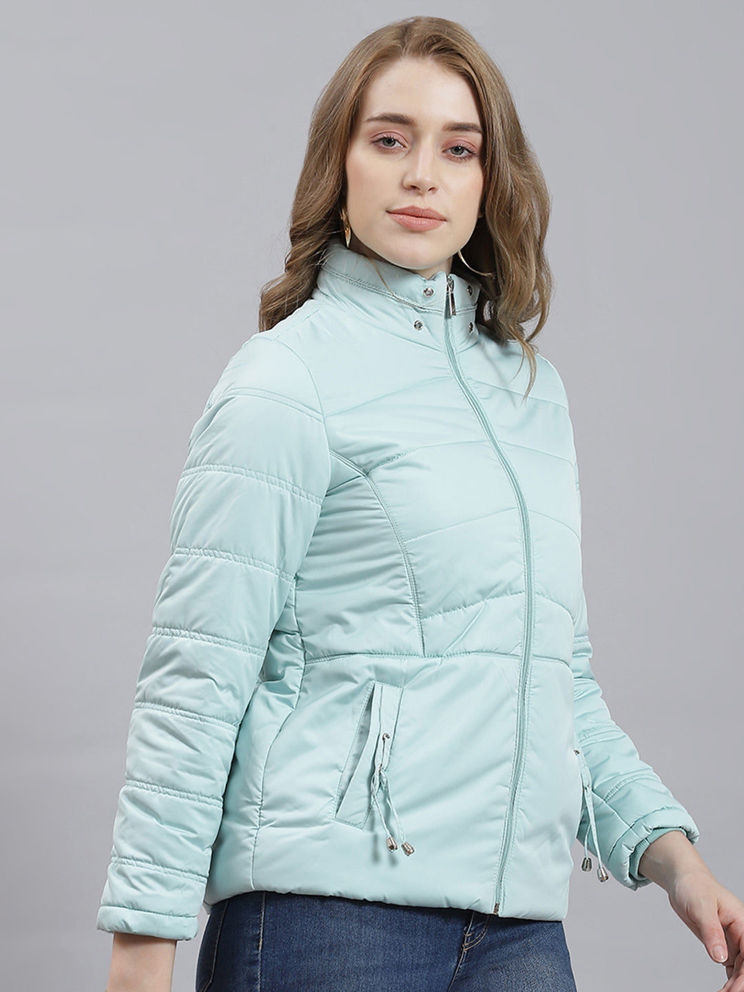 Women Light Green Printed Jacket