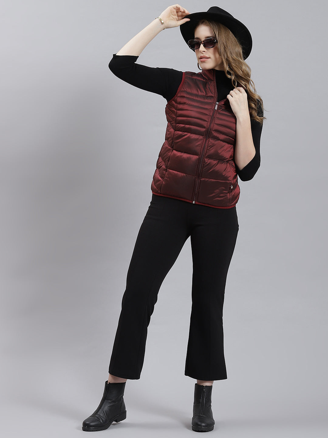 Women Maroon Printed Jacket