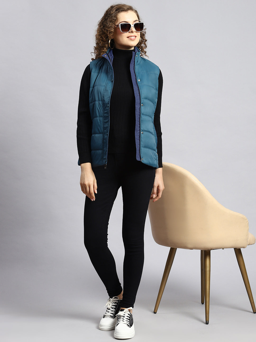 Women Blue Printed Jacket