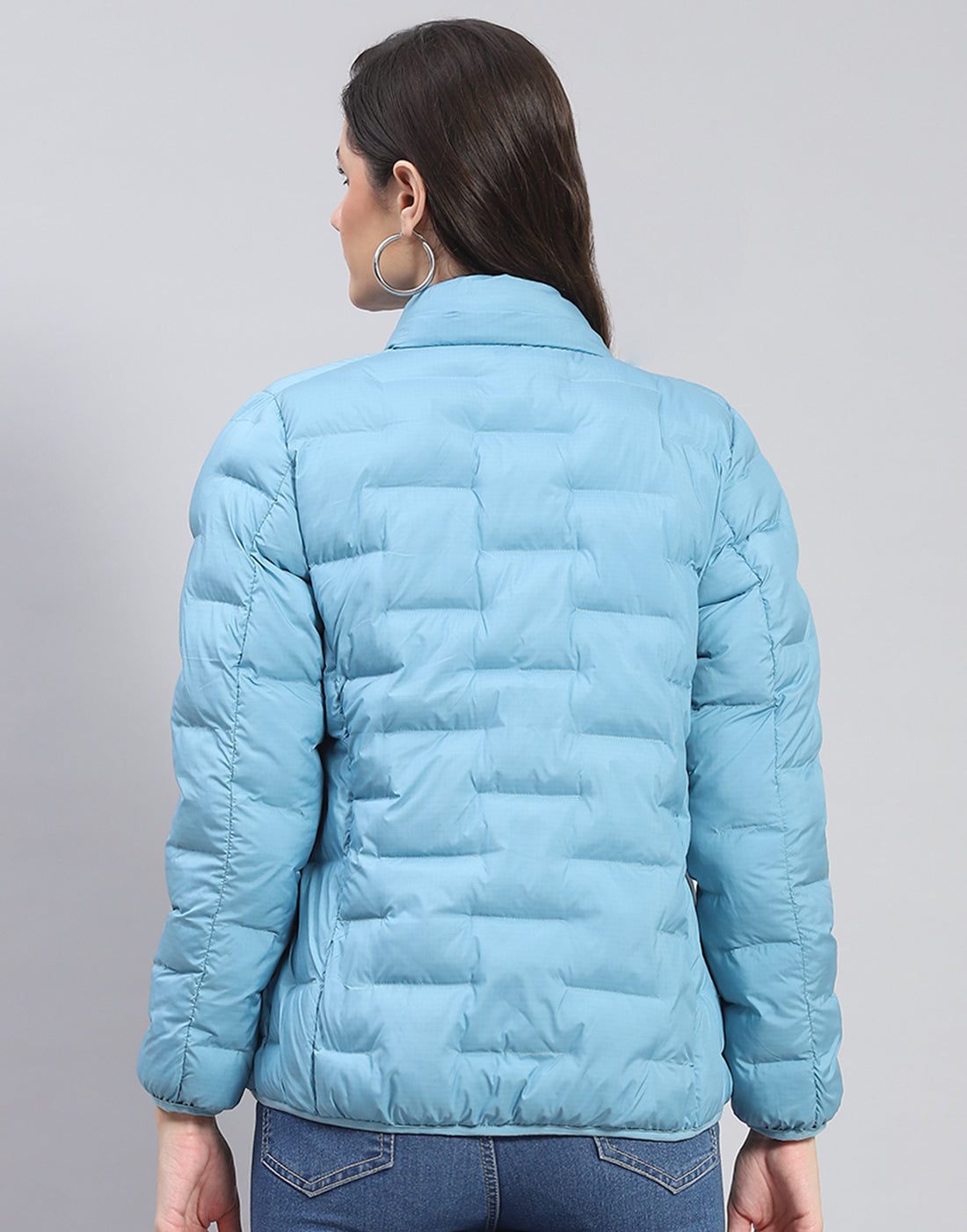 Women Turquoise Blue Solid Hooded Full Sleeve Jacket