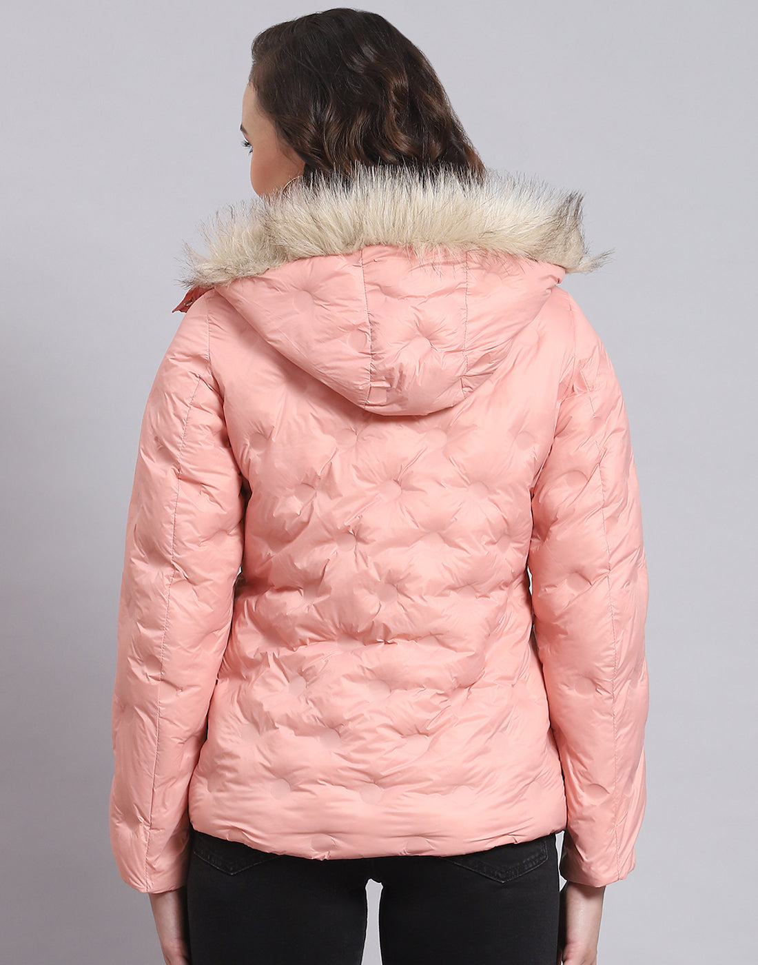 Women Pink Solid Hooded Full Sleeve Jacket