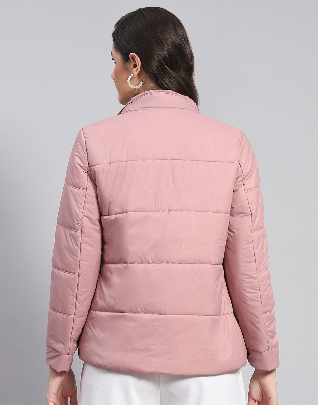 Women Peach Solid Hooded Full Sleeve Jacket
