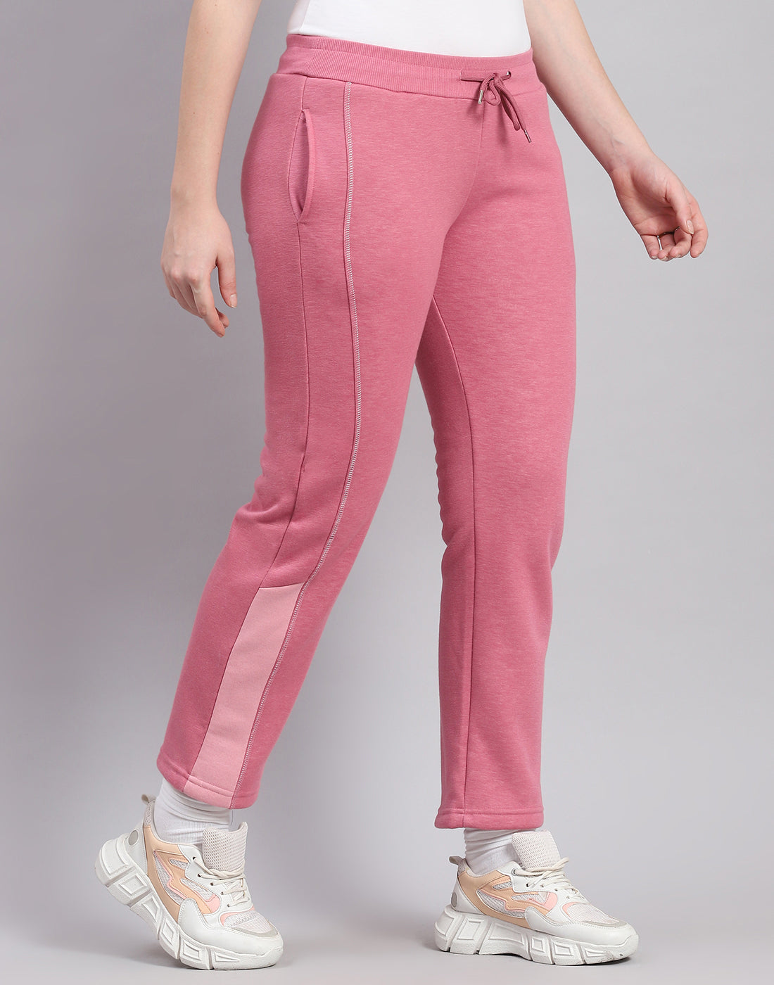 Women Peach Solid Regular Fit Winter Lower