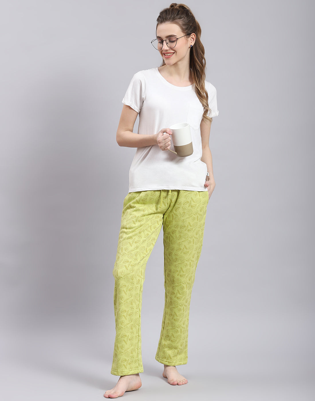 Women Green Printed Regular Fit Lower