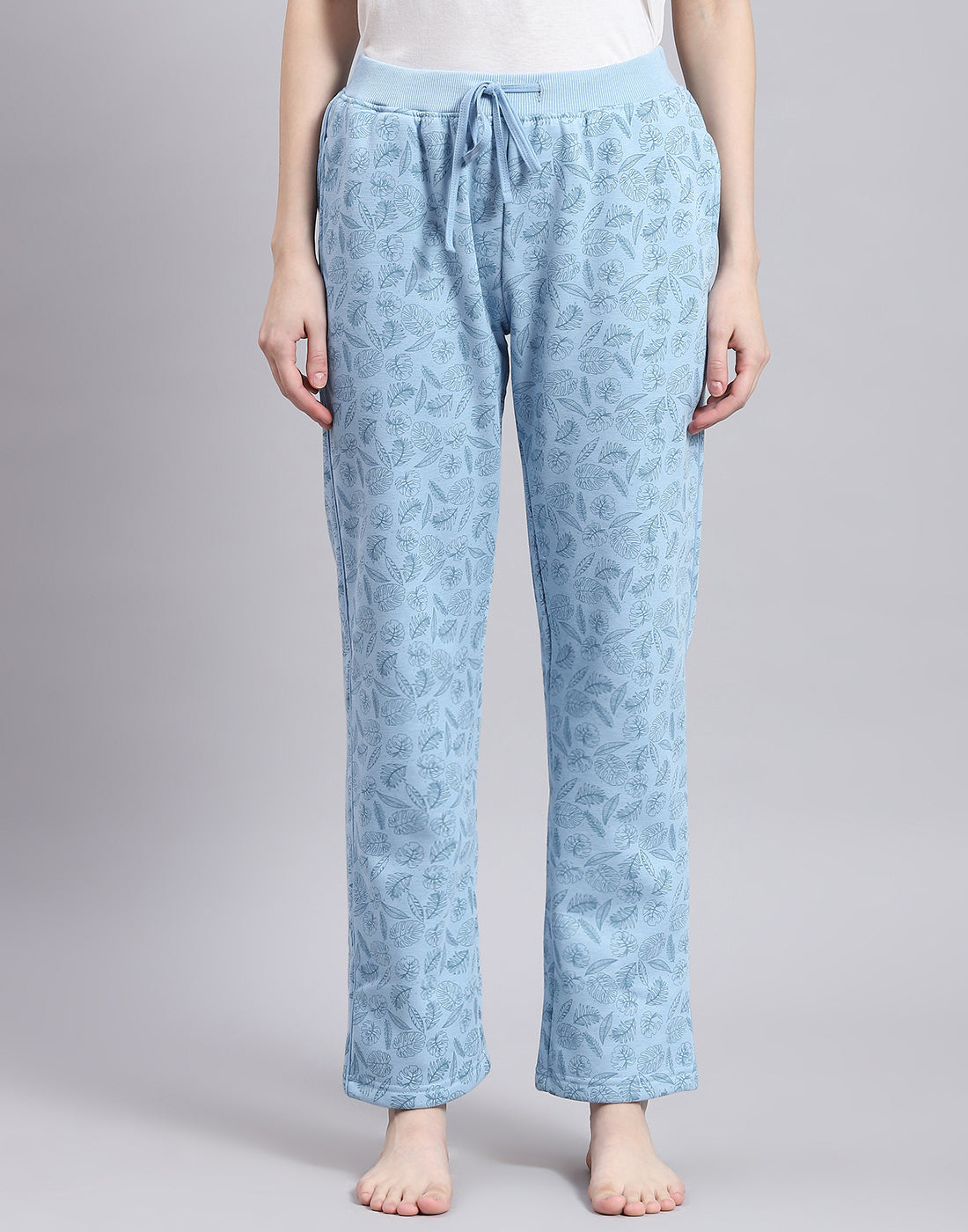 Women Blue Printed Regular Fit Winter Lower