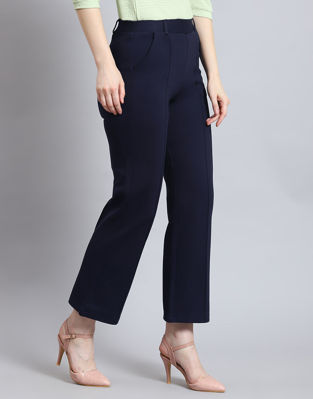 Women Navy Blue Solid Regular Fit Jegging